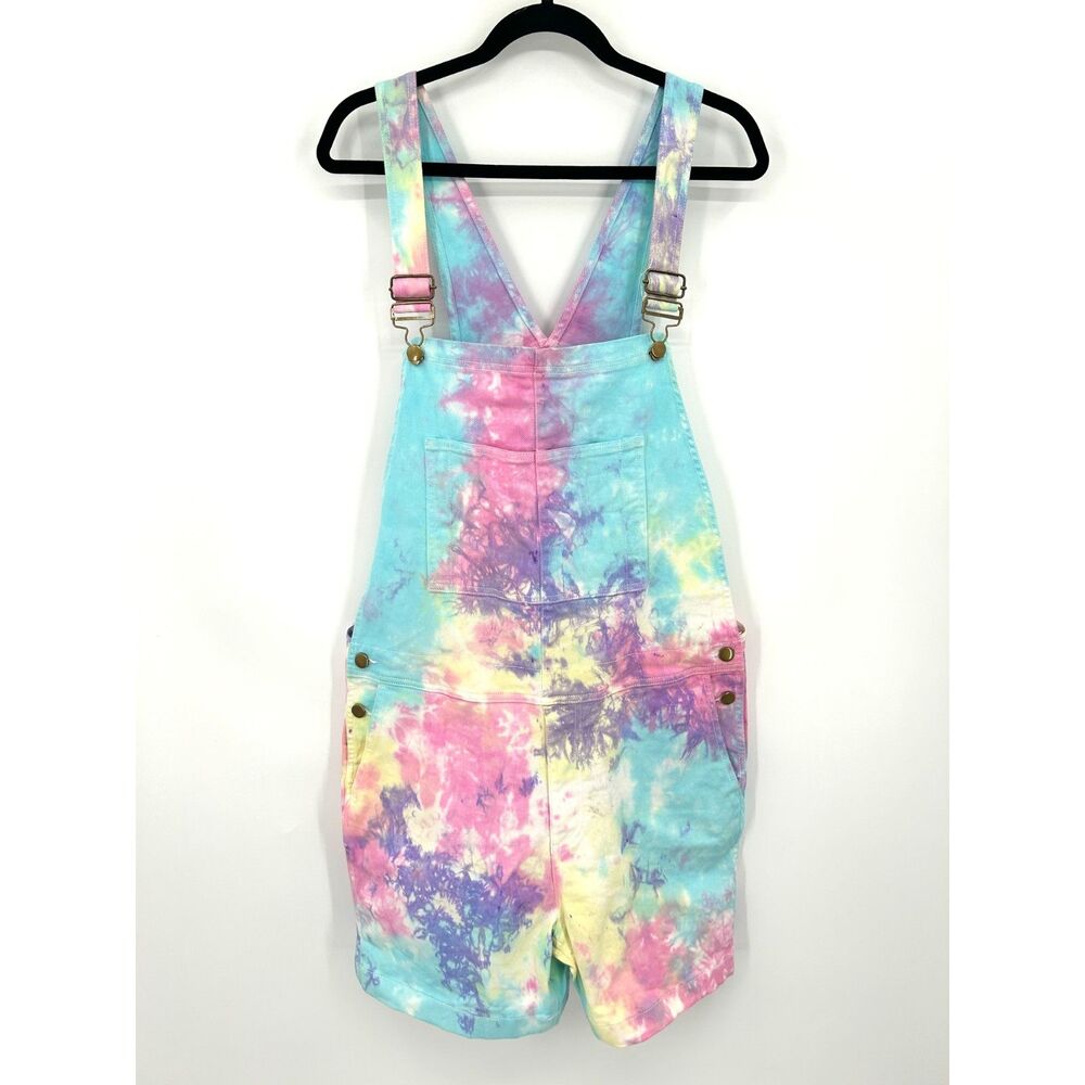 CHUBBIES Men's Disco Jumpers Pastel Tie Dye Denim Overalls Shortalls Large